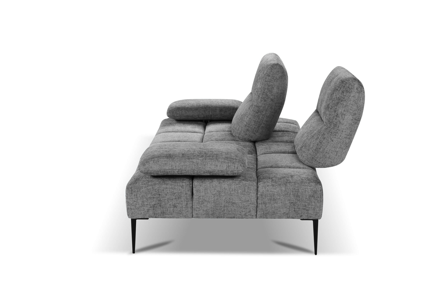 Gray Canapé Soul sofa with adjustable backrests and armrests, showcasing double-depth seating for complete relaxation.