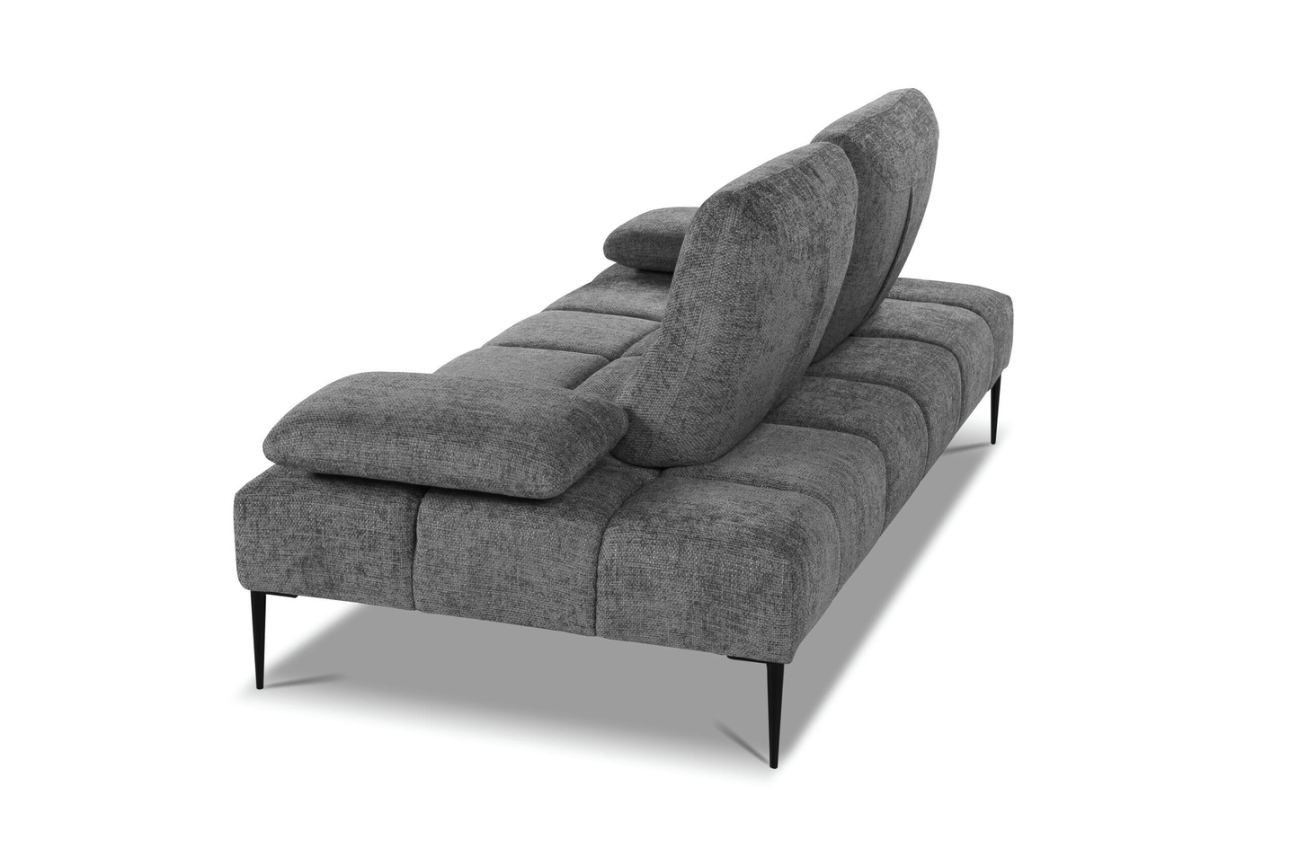 Modern gray Canapé Soul sofa with adjustable armrests and double-depth backrests, designed for optimal comfort and relaxation.